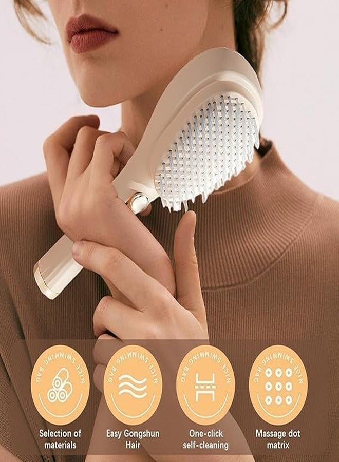 Bitrexup Retractable Hair Brush with Self-Cleaning Bristles - Ergonomic Handle, Anti-Static, Telescopic Design for All Hair Types and Wigs, One-Click Cleaning Hair Comb for Women and Men (MULTICOLOR) (PINK1) - Image 5