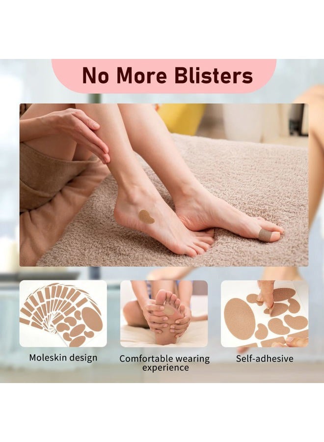 luakesa Moleskin Strips with Adhesive Blister Prevention Pads Mole Skin Tape Stickers for Feet Heel Shoes Padding,12 Sheets of 11 Shapes - Image 4