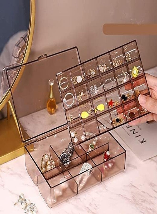 REMICH 2 layer Acrylic Jewelry Storage Box Acrylic Jewelry Storage Organizer Case Display Boxes With Lids,Two Layers for Necklace Earrings Bracelets Rings 1Pcs - Image 1