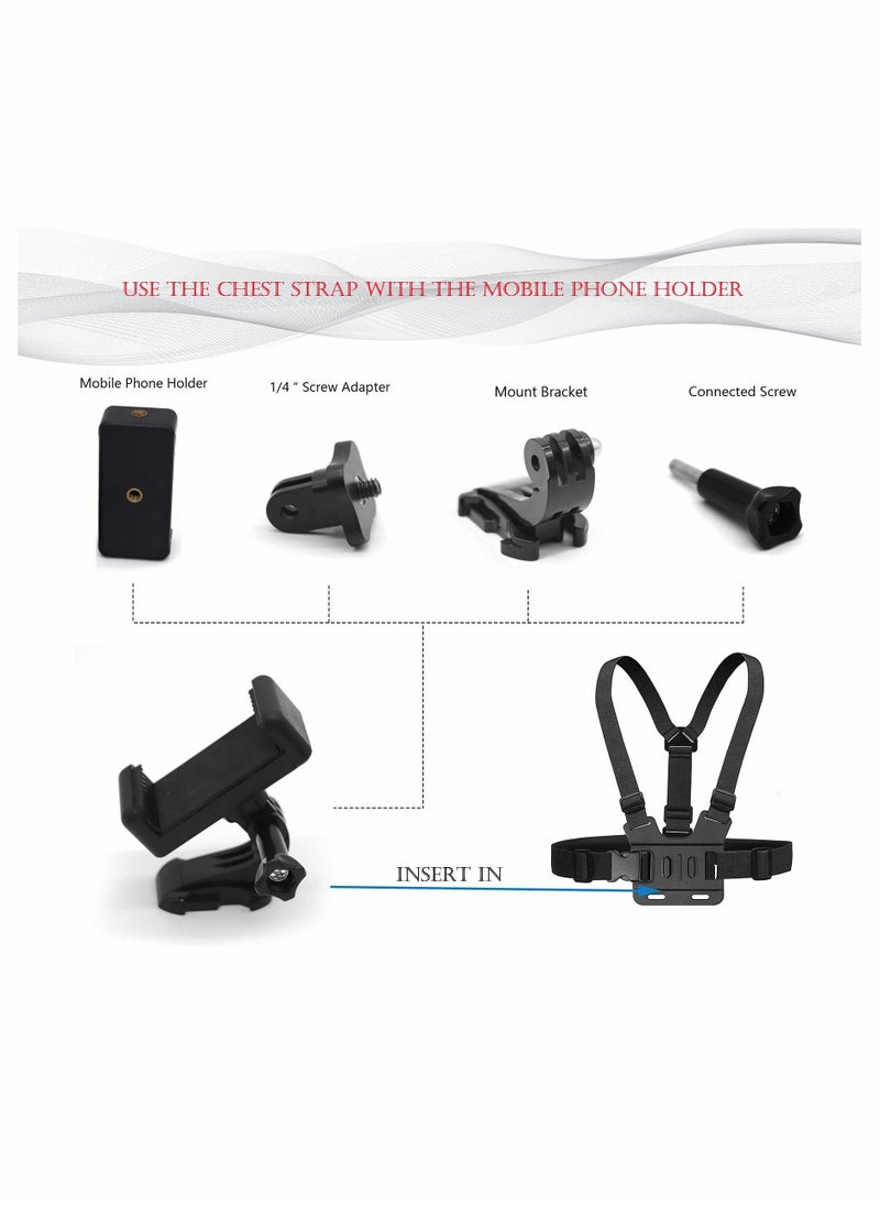 Y&D Camera Chest Mount Strap Harness for DJI Osmo KASTWAVE Adjustable Cell Phone with Sports Installation Bracket kit Mobile Backpack Clip Holder  - Image 5