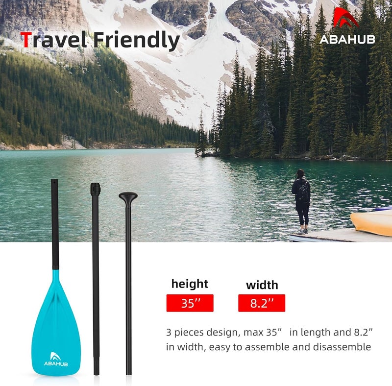 Abahub مجاذيف SUP - مجذاف قابل للتعديل من 3 قطع - مجذاف خفيف الوزن لوح التجديف، عمود من سبائك الألمنيوم مطلي بـ PU بطول 68" - 84"، أسود/أزرق/أخضر/برتقالي/أحمر/أصفر مع شفرة بلاستيكية من النايلون - Image 5
