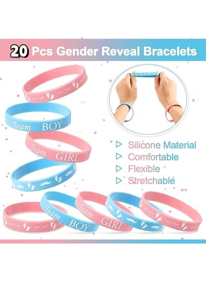 Jamal 20 Pieces Gender Reveal Bracelets, Team Boy Silicone Wristbands And Team Girl Rubber Bracelets For Gender Reveal Ideas Party Supplies Decorations - Image 2