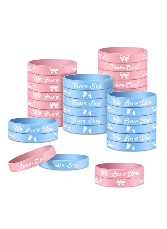 Jamal 20 Pieces Gender Reveal Bracelets, Team Boy Silicone Wristbands And Team Girl Rubber Bracelets For Gender Reveal Ideas Party Supplies Decorations - Image 1