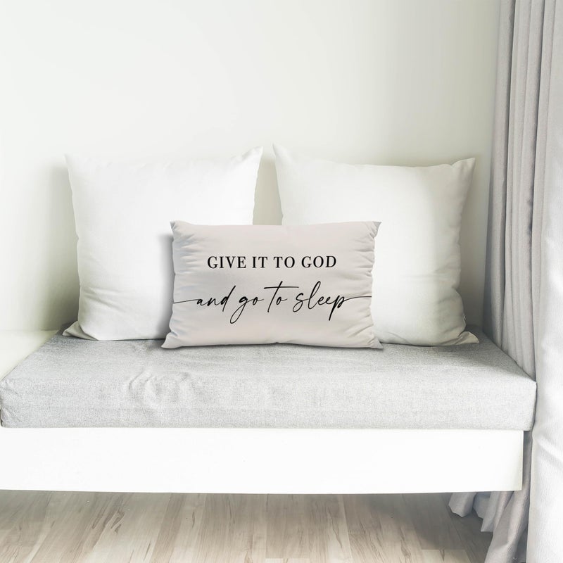 Knibeo Give It to God and Go to Sleep  Decorative Pillows Cover for Bed  Throw Pillows Cover for Bed  12x20 Inch Pillow Case  Decorative Bed Pillows Cover for Bedroom(12x20  Cream-Coloured) - Image 5