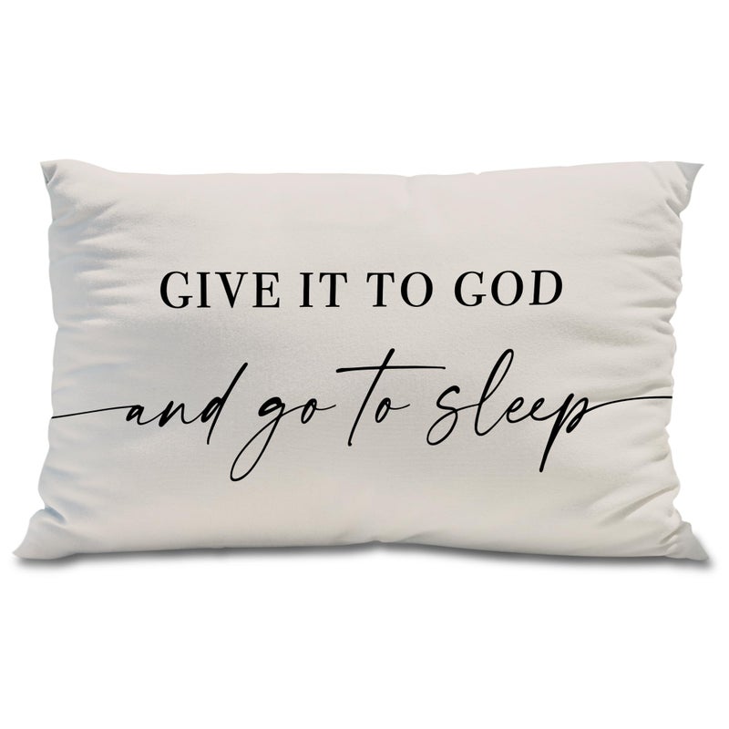 Knibeo Give It to God and Go to Sleep  Decorative Pillows Cover for Bed  Throw Pillows Cover for Bed  12x20 Inch Pillow Case  Decorative Bed Pillows Cover for Bedroom(12x20  Cream-Coloured) - Image 1