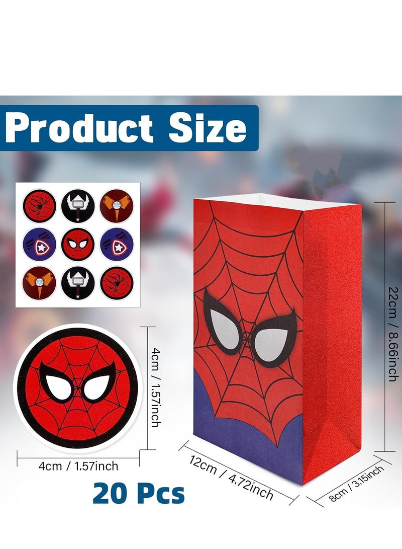 KASTWAVE 24 Pcs Kraft Paper Party Bags with Stickers, Candy Gift Treat Bags for Kids, Assorted Colors - Image 2