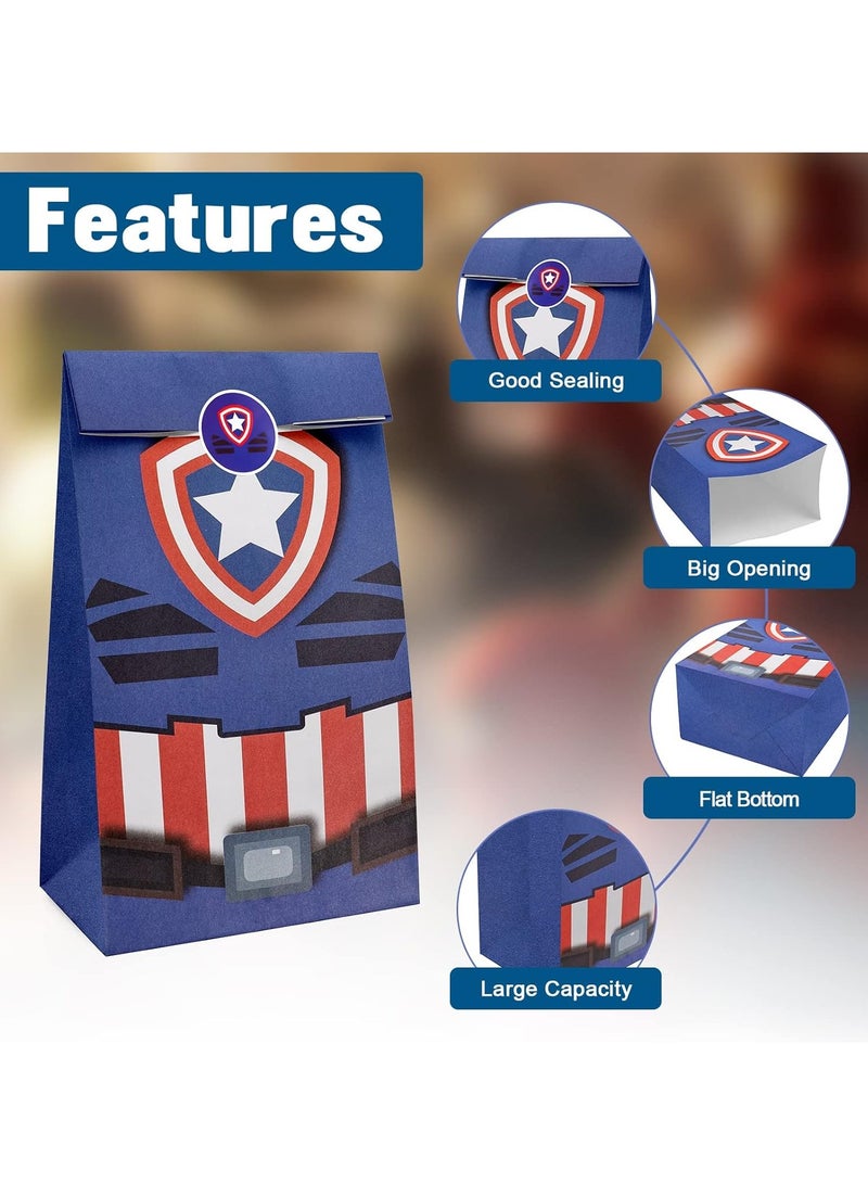 KASTWAVE 24 Pcs Kraft Paper Party Bags with Stickers, Candy Gift Treat Bags for Kids, Assorted Colors - Image 3