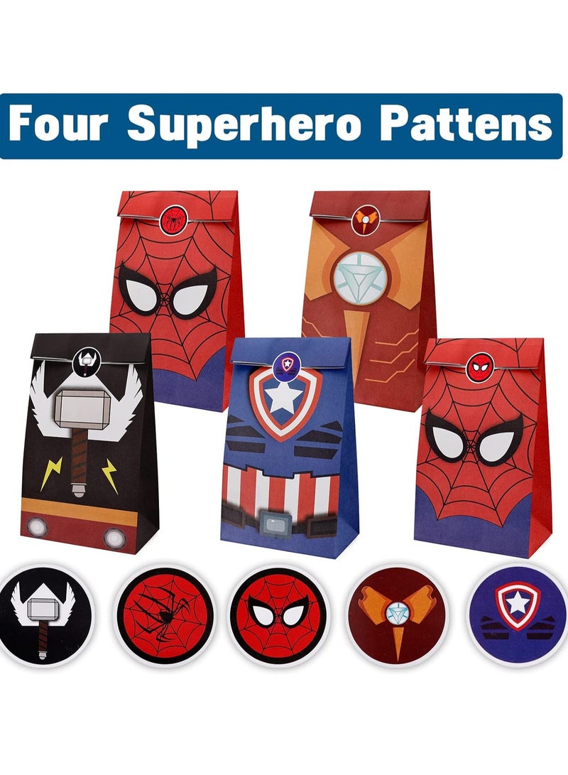 KASTWAVE 24 Pcs Kraft Paper Party Bags with Stickers, Candy Gift Treat Bags for Kids, Assorted Colors - Image 4