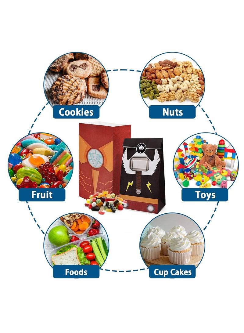 KASTWAVE 24 Pcs Kraft Paper Party Bags with Stickers, Candy Gift Treat Bags for Kids, Assorted Colors - Image 5