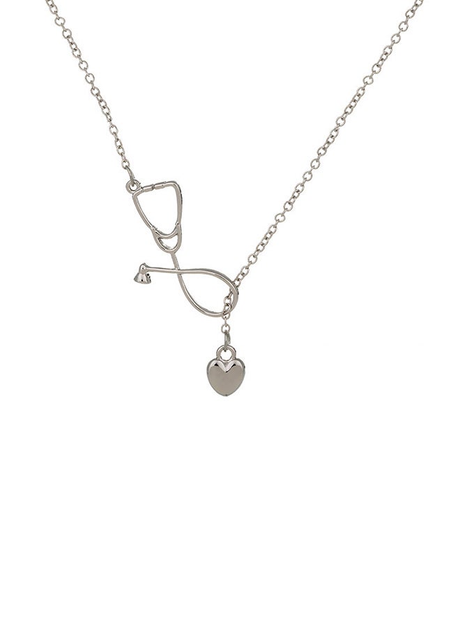 Stethoscope And Heart Design Alloy Chain Necklace