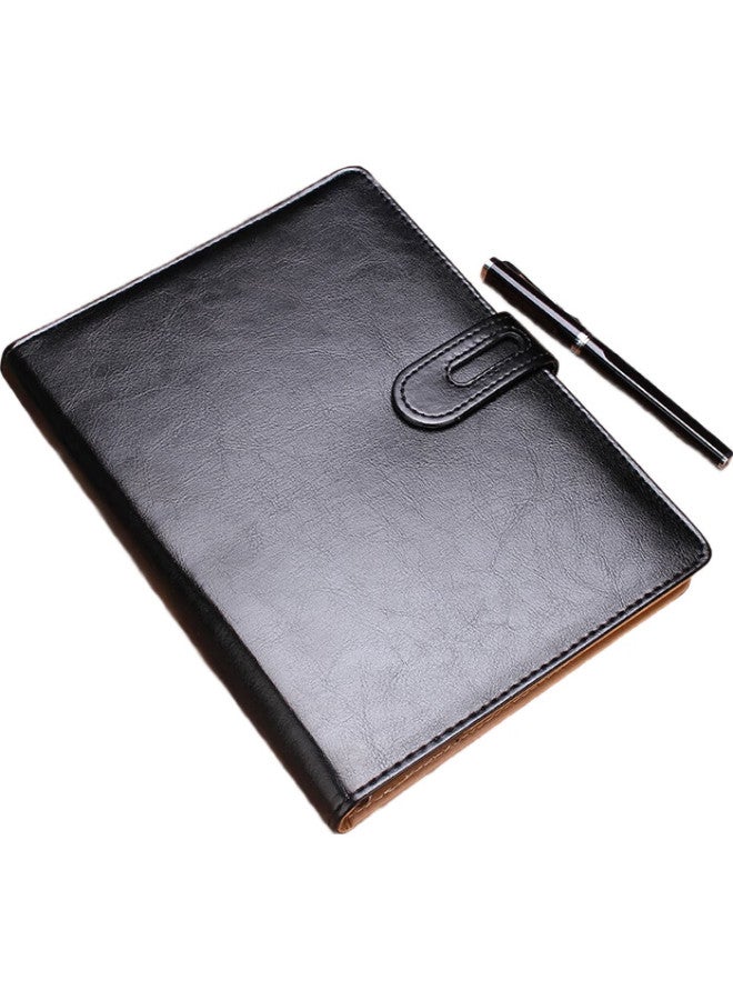 Shen Shi Shen A5 Classic Business Loose-Leaf Notebook, Leather Cover, 25 Sheets, 6 Holes, Replaceable Inner Pages, Office Memo Pad, Meeting Notebook, 95 Sheets, Can Print Logo, Black, 1 Book, Jd19225 - Image 2