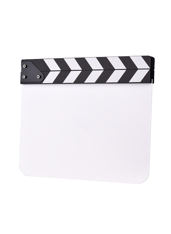 Generic 30 * 24cm/ 12 * 9in Acrylic Film Clapboard Movie Directors Clapper Board Slate Cut Action Scene Blank Clap Board Dry Erase with White & Black Sticks  - Image 5