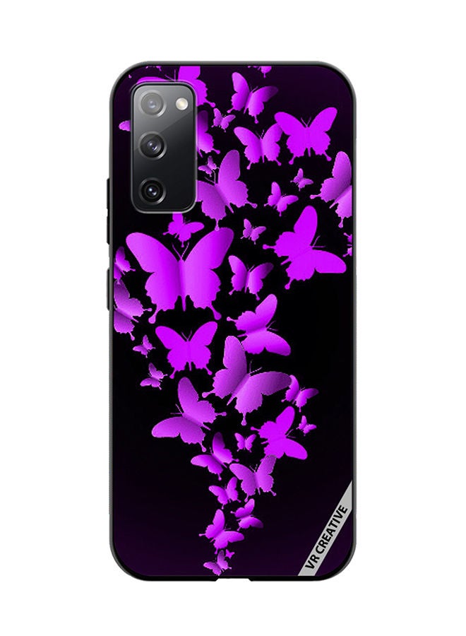 VR CREATIVE Protective Case Cover For Samsung Galaxy S20 FE 5G Purple Butterflies Design Multicolour - Image 1