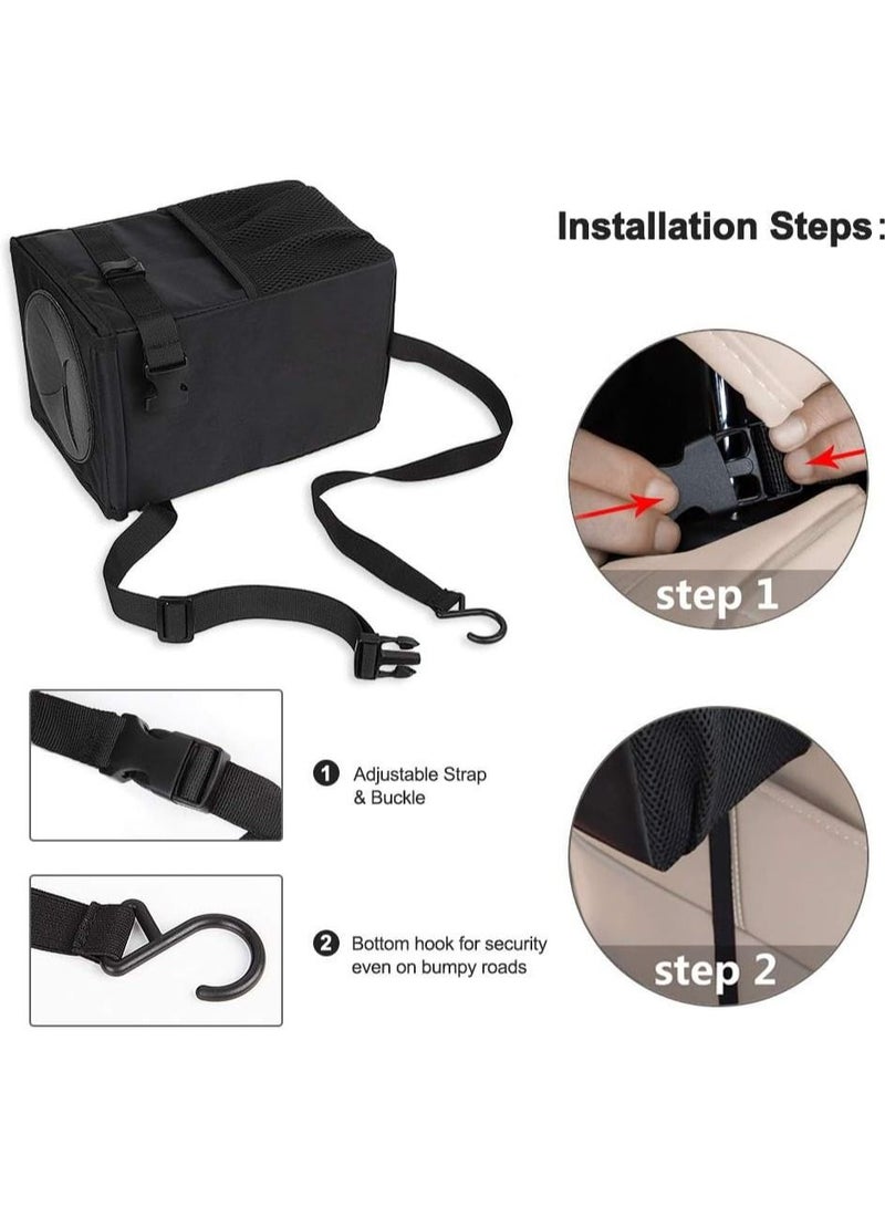 Toby's Car Trash Can for Car Cute, Car Trash Bag Folding Suspension Storage Bag Car Seat Back Storage Bag Car Garbage Cans Leak Proof Vehicle Trash Can Black - Image 4