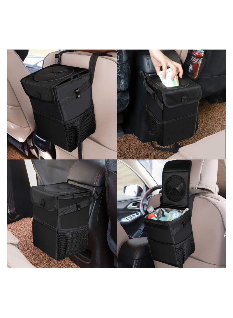 Toby's Car Trash Can for Car Cute, Car Trash Bag Folding Suspension Storage Bag Car Seat Back Storage Bag Car Garbage Cans Leak Proof Vehicle Trash Can Black - Image 2