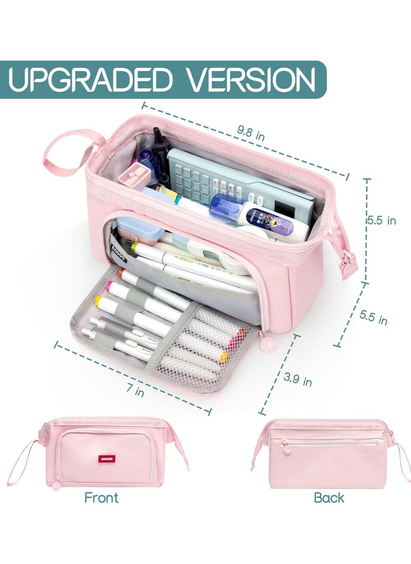 AUTOYSUR Pencil Case Large Capacity Pencil Pouch Handheld Pen Bag Cosmetic Gift for Office School Teen Girl Boy Men Women Adult (Pink)  - Image 5