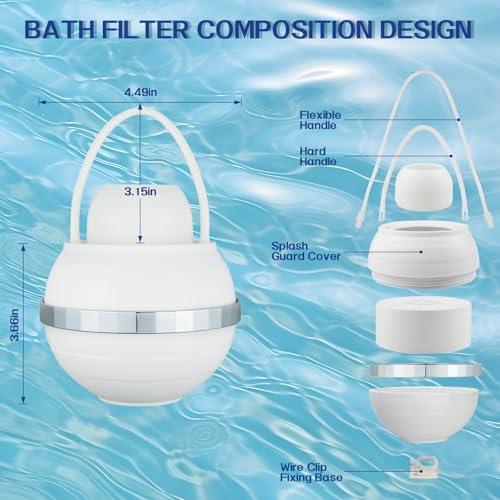 VALOME Bath Filter, 8 Stages Bath Water Filter, Bath Flter for Tub to Removes Lead, Chlorine and Fluoride, 2,500 Gallons of Filtration, Water Softener, BPA Free - Image 4