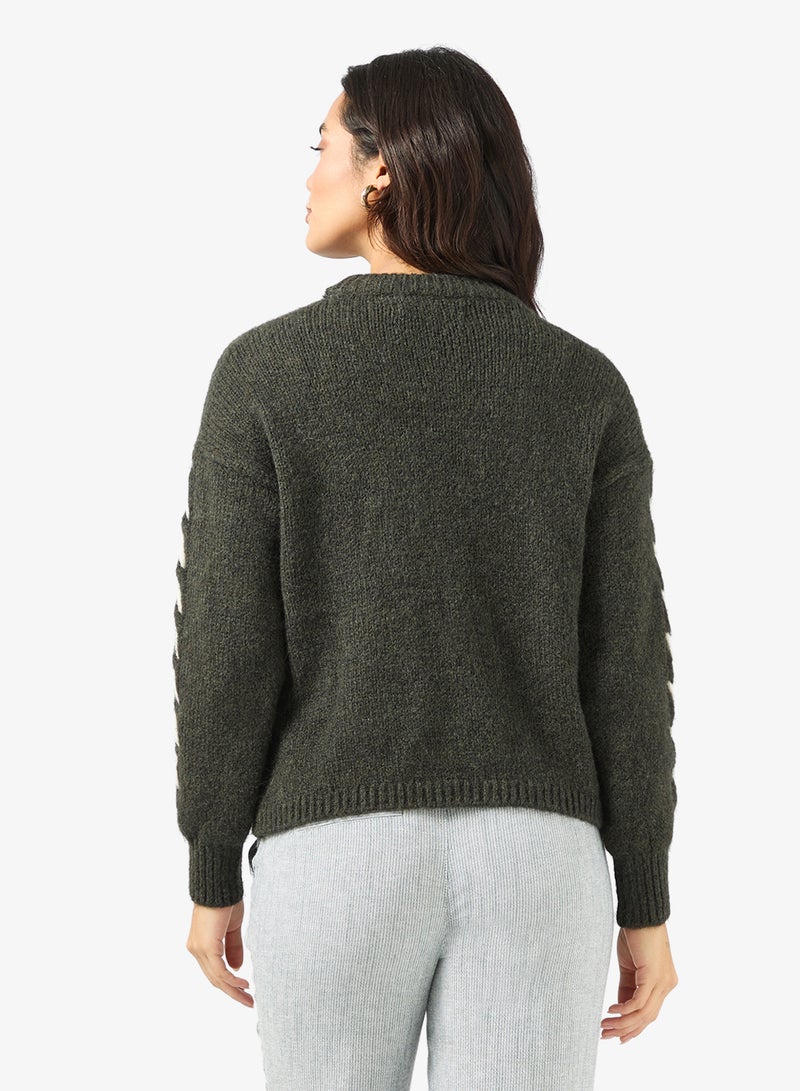 VERO MODA Vmilina Long Sleeve Crew-Neck Handstitch Pullover - Image 2