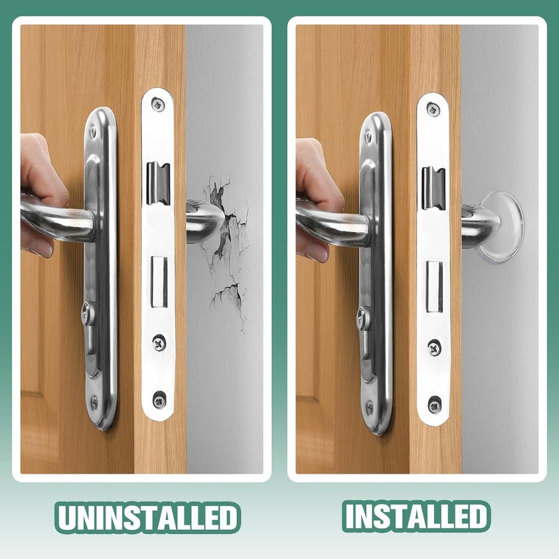 Xfenvs Strongest Door Knob Wall Shield, 2“ Clear Self Adhesive Round Soft Rubber Door Stopper Wall Protector, 6 PCS Reusable Solution for Stopping Wall Damage & Noise from Doors, Refrigerators - Image 3