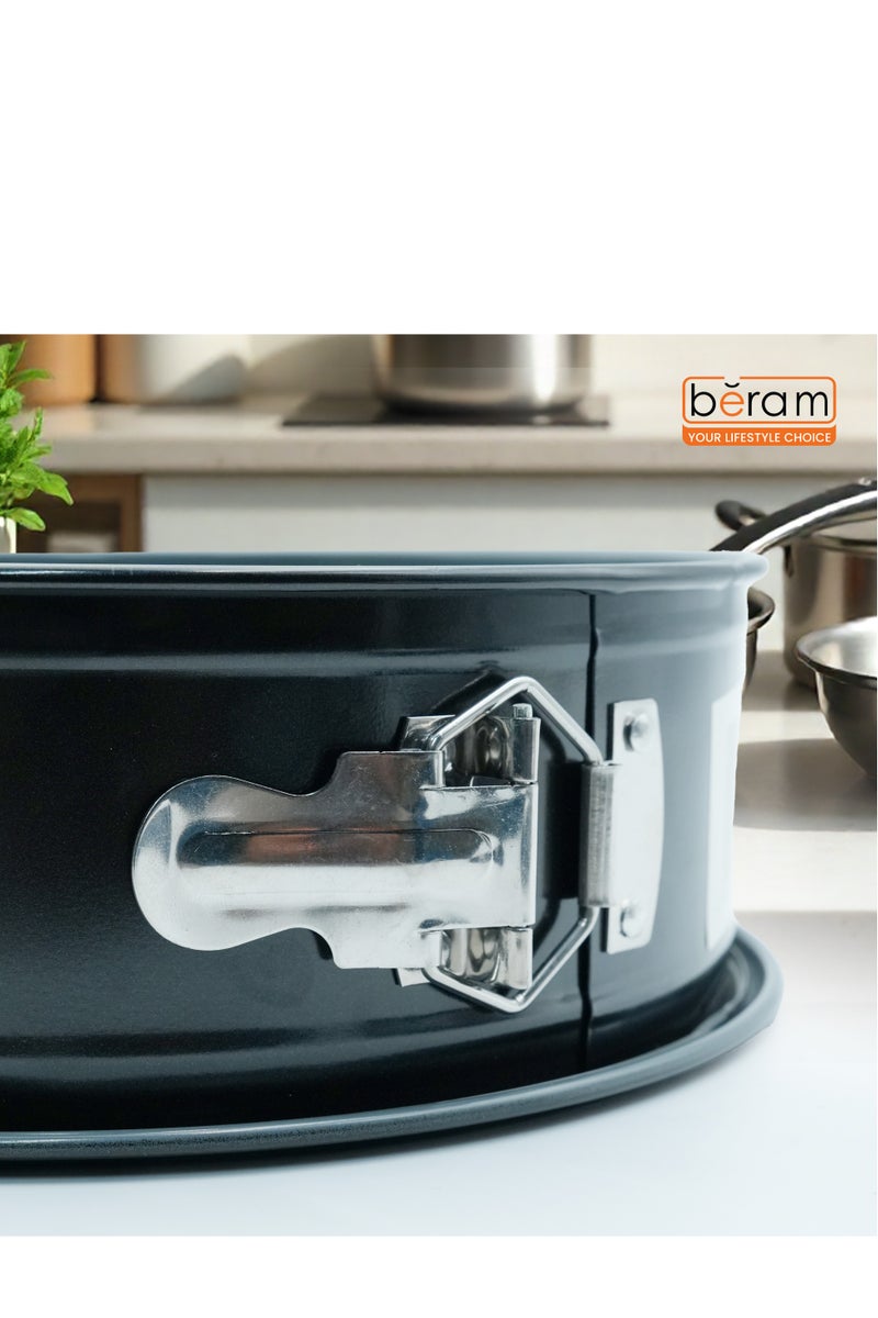 Beram 26cm Round Springform Cake Tin, 2 Base Set with Flat and Tube Base, premium Non-Stick Coating, Leak-Proof, Easy-Release Lock, Steel Baking Pan for Cheesecake, Bundt & Sponge Cakes - Image 3