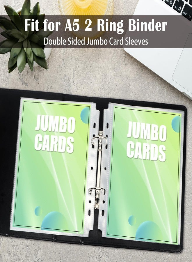WITHYU 50 Pack Jumbo Card Sleeves for A5 3/6 Ring Binders, 5.4" x 7.4" Ultra-Clear Top-Loading Sheets, Double-Sided Design with 100 Pockets, Oversized Card Protectors - Image 3