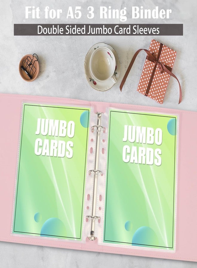 WITHYU 50 Pack Jumbo Card Sleeves for A5 3/6 Ring Binders, 5.4" x 7.4" Ultra-Clear Top-Loading Sheets, Double-Sided Design with 100 Pockets, Oversized Card Protectors - Image 4