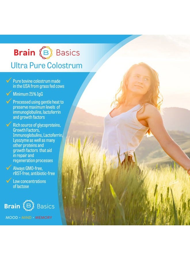 Brain-Bean Basics Ultra Pure Colostrum with Lactoferrin - Supports Immune System, Gut Health, and Sports Performance. Colostrum Powder from Grass-Fed Cows. 120 Grams - 30 Servings - Image 2