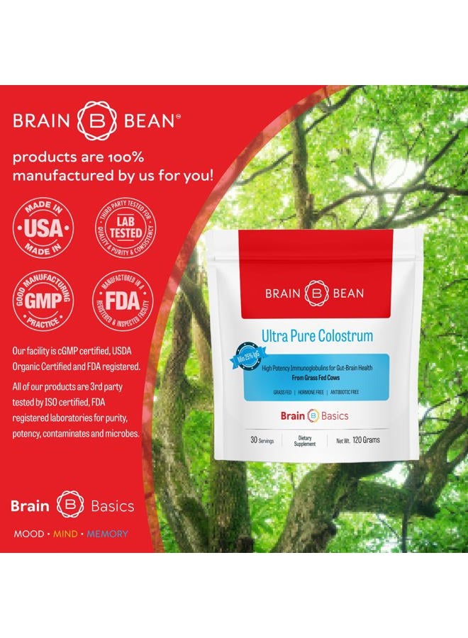 Brain-Bean Basics Ultra Pure Colostrum with Lactoferrin - Supports Immune System, Gut Health, and Sports Performance. Colostrum Powder from Grass-Fed Cows. 120 Grams - 30 Servings - Image 5