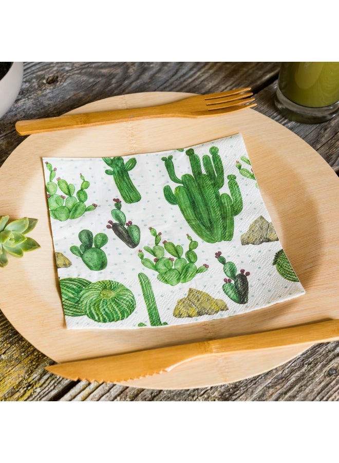 Restaurantware 13 Inch Paper Luncheon Napkins, 500 Cactus Design Printed Napkins - 3-Ply, Textured Edges, White Paper Decorated Napkins, Soft And Strong, For Parties Or Catering Events - Image 3