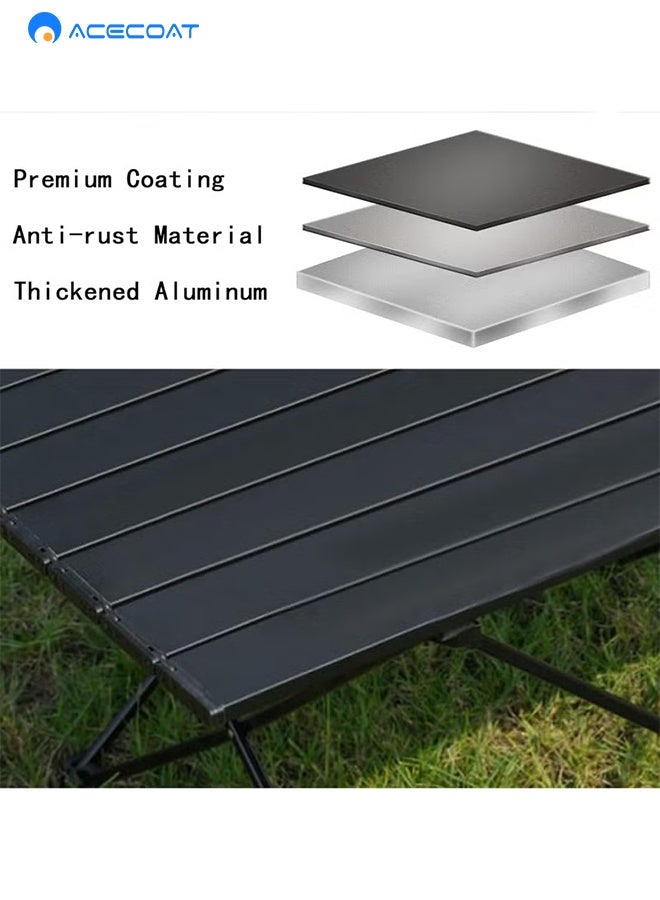 ACECOAT Portable Camping Table With Aluminum Table Top, Folding Beach Table Easy To Carry, Prefect For Outdoor, Picnic, Bbq, Cooking, Festival, Beach, Home Use 68cmx46cmx47cm Black - Image 5