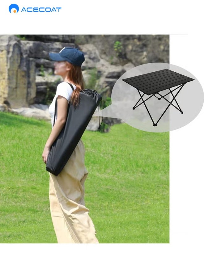 ACECOAT Portable Camping Table With Aluminum Table Top, Folding Beach Table Easy To Carry, Prefect For Outdoor, Picnic, Bbq, Cooking, Festival, Beach, Home Use 68cmx46cmx47cm Black - Image 3