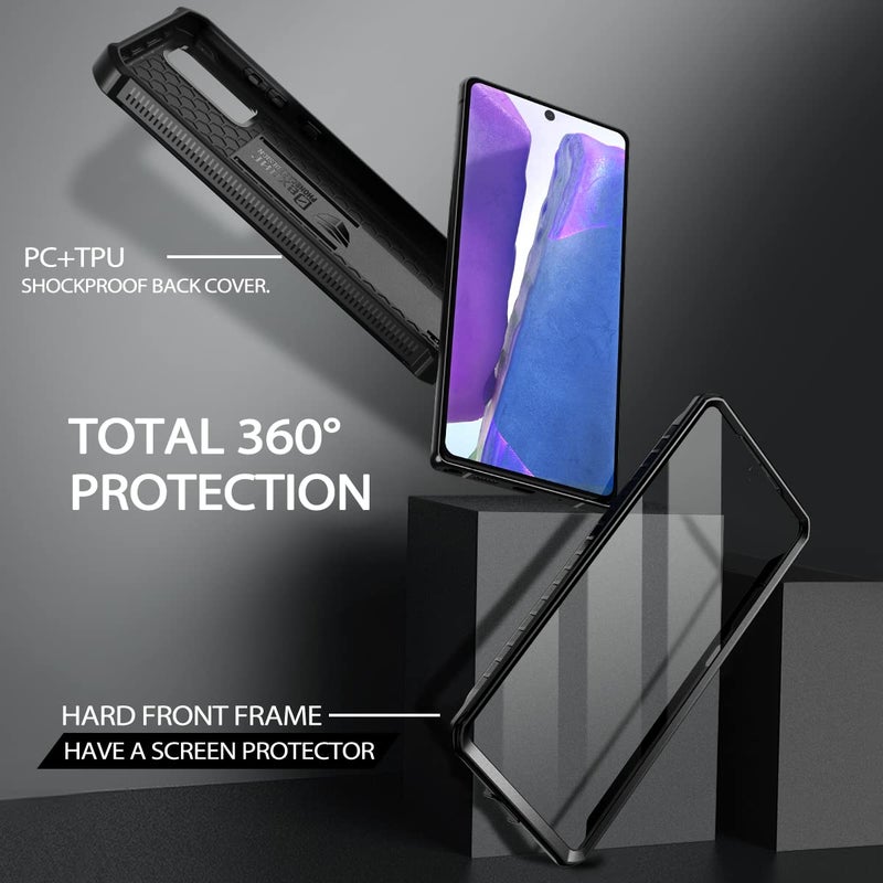 Dexnor for Samsung Galaxy Note 20 5G Case, [Built in Screen Protector and Kickstand] Heavy Duty Military Grade Protection Shockproof Protective Cover for Samsung Galaxy Note 20 Black - Image 3