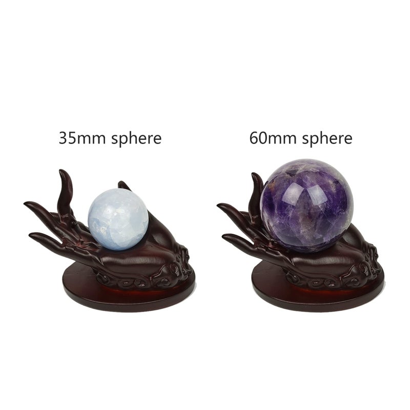OmyLens Hand Shape Crystal Ball Stand Sphere Display, Natural Healing Feng Shui Glass Orb Holder Base Statue Decoration, for 30mm-60mm Sphere - Image 4