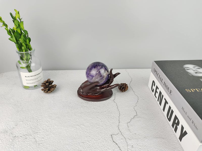OmyLens Hand Shape Crystal Ball Stand Sphere Display, Natural Healing Feng Shui Glass Orb Holder Base Statue Decoration, for 30mm-60mm Sphere - Image 5