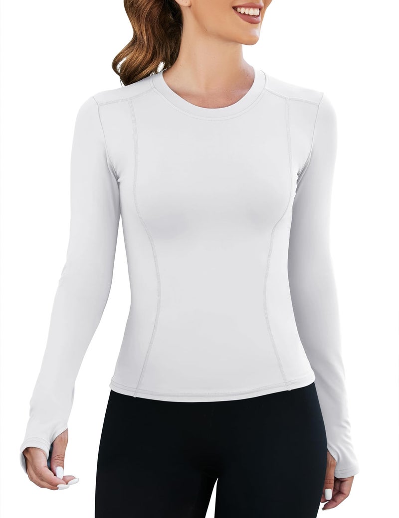Loovoo Workout Tops Women Long Sleeve Compression Athletic Gym Fitted Shirt Running Seamless Yoga Tight Set Sports - Image 1
