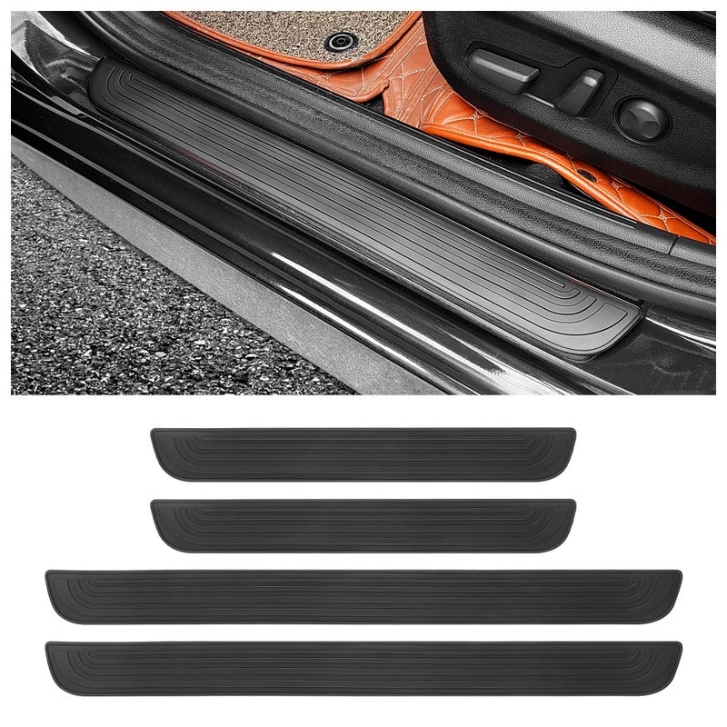 4PCS Car Door Sill ProtectorAntiScratch Rubber Car Door Protector Edge Guards for Door StepsUniversal Waterproof Door Threshold Strips Exterior Accessories for Car Truck SUV Black Width 196