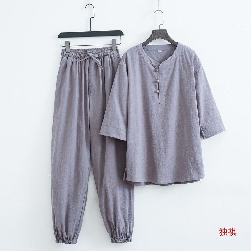 Taoist Jusin Clothing Men's Temple Meditation Zen Clothing Women's Cotton Linen Style Zen Style Tang Suit National Tide suit - Image 3