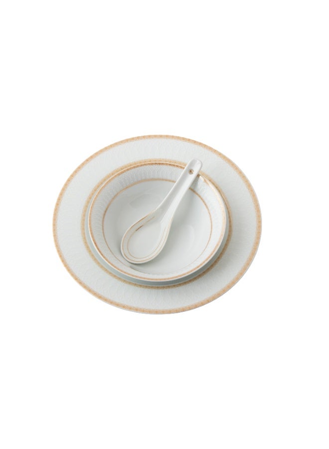 دانيا طقم سفرة بورسلين 45 قطعة لون أبيض مع خط ذهبي يكفي لـ 6 أشخاص أبيض - Image 5