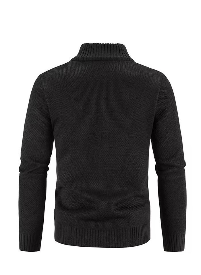 Loquat Men's Autumn/Winter Cardigan With Zipper And Fleece Standing Collar Jacket  - Image 2
