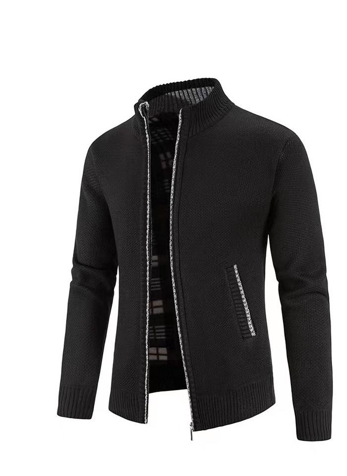 Loquat Men's Autumn/Winter Cardigan With Zipper And Fleece Standing Collar Jacket  - Image 1