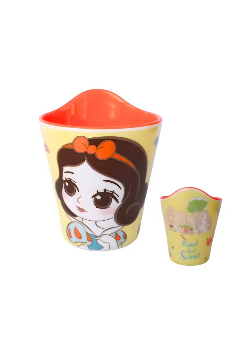 Disney Princess Snow White Kids Cup – Food Grade Plastic Drinking Tumbler for Girls, Lightweight & Durable Cartoon Cup (Yellow/Red) - Image 1