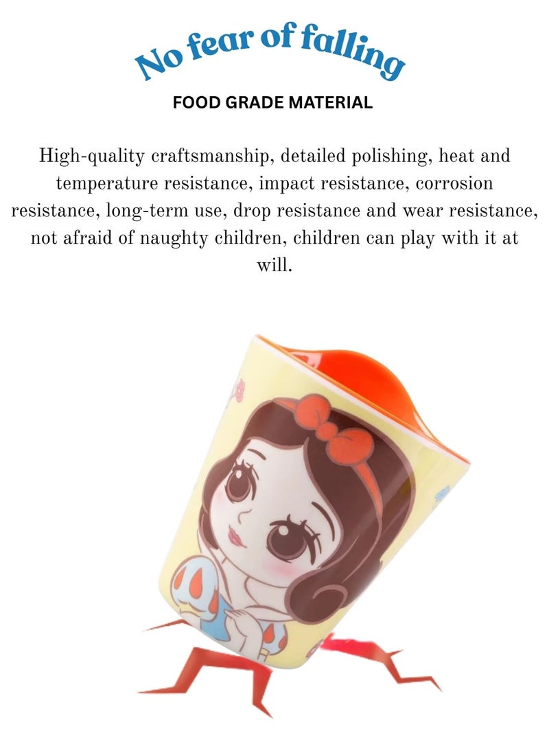 Disney Princess Snow White Kids Cup – Food Grade Plastic Drinking Tumbler for Girls, Lightweight & Durable Cartoon Cup (Yellow/Red) - Image 3