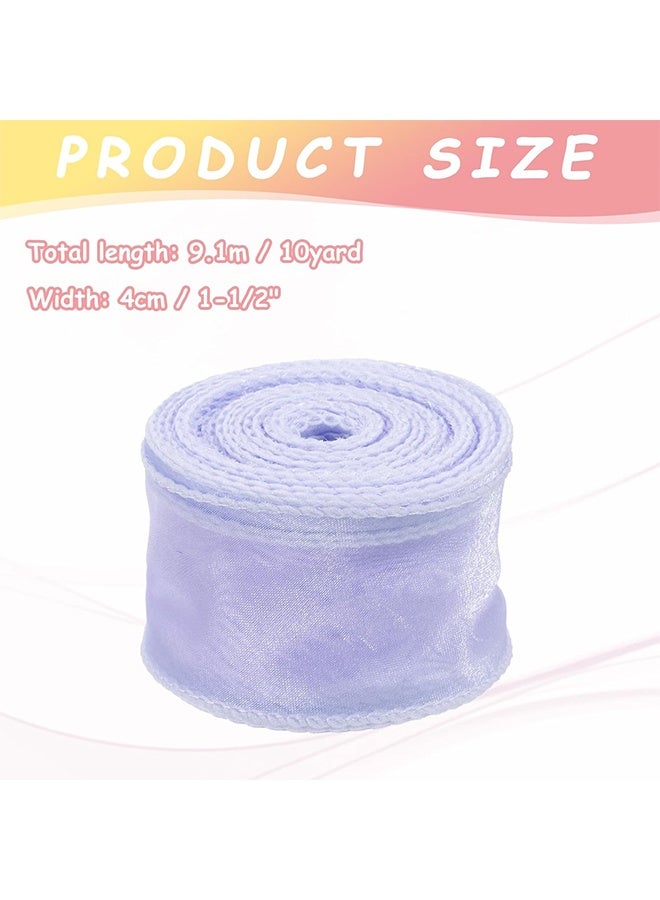 ليمون ٥ قطع من شرائط الشيفون السلكية، ١.٥ بوصة × ١٠ ياردات، شريط أورجانزا سلكي شفاف، خيوط ذيل السمكة، شرائط هدايا للحرف اليدوية، تغليف الهدايا، باقات الزهور. - Image 2