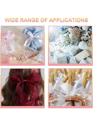 5pcs Wired Chiffon Ribbon 1-1/2 Inch x 10 Yard, Sheer Wired Organza Ribbon Fishtail Yarn Gift Ribbons for Crafts Gift Wrapping Floral Bouquet - view 5