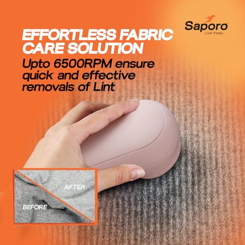 Saporo SLR 3706 Fabric Shaver for Clothes, Rechargeable Lint Remover with Fabric Brush, Type-C Charging, Removes Pills & Fuzz from Sweaters, Jackets, Shawls, Curtains & Carpets - Image 2
