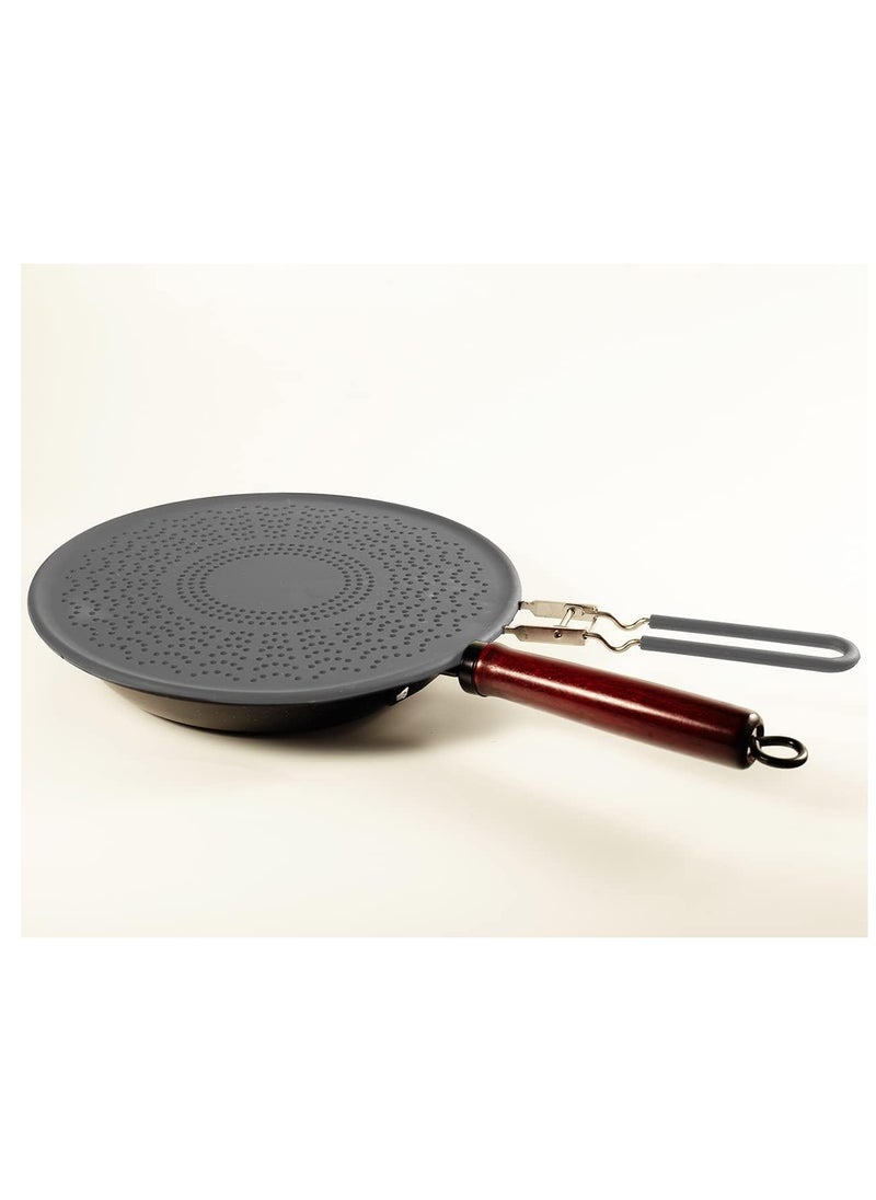 SYOSI - Silicone Grease Splatter Screen for Frying Pan Oil Splash Guard with Foldable Handle Silicone Splash Guard for Frying Pan Oil Splatter Guard Non-Stick Drain Board Strainer for Cooking Frying - Image 1