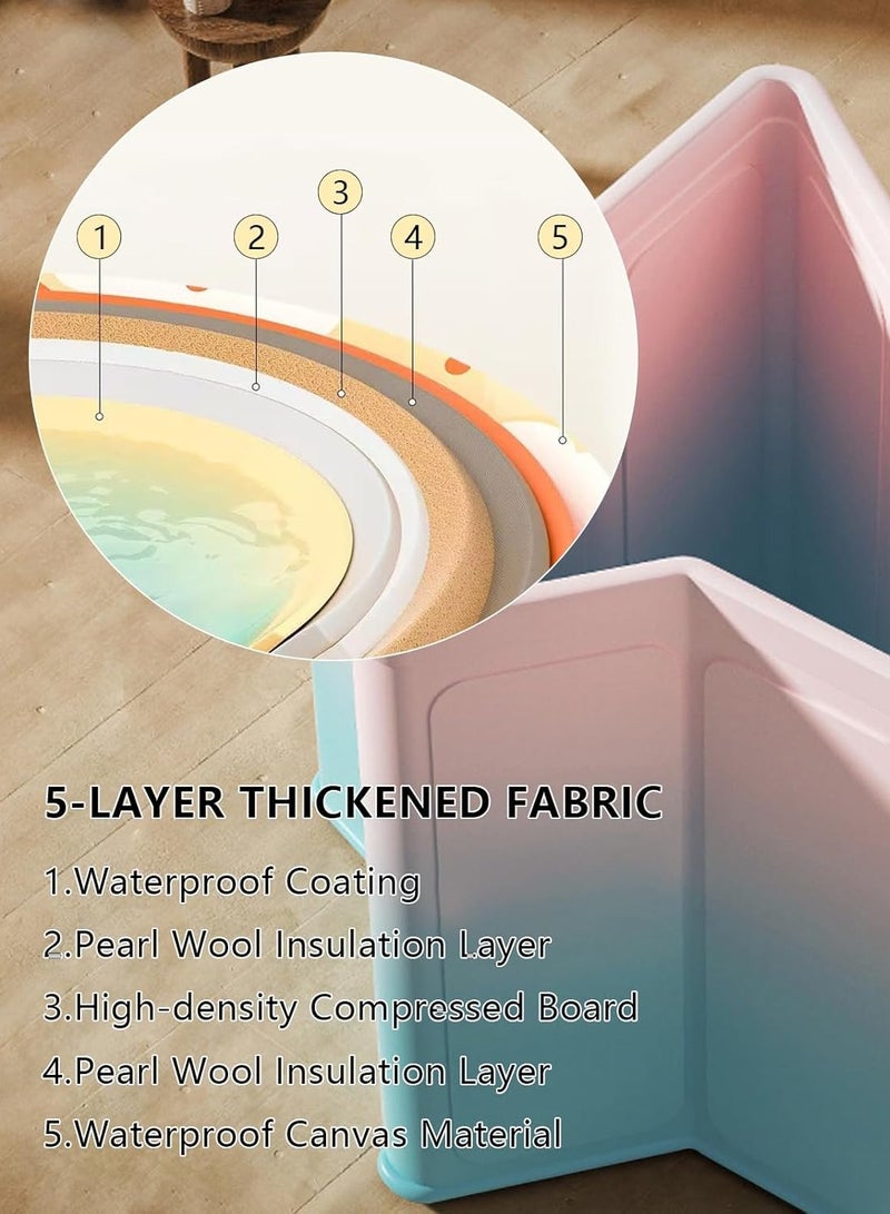 Portable Collapsible Bathtub for Adults with Thermal Insulation, Foldable Freestanding Ice Bath Tub for Outdoor Travel Home Use (Blue - pink Gradient) - Image 5