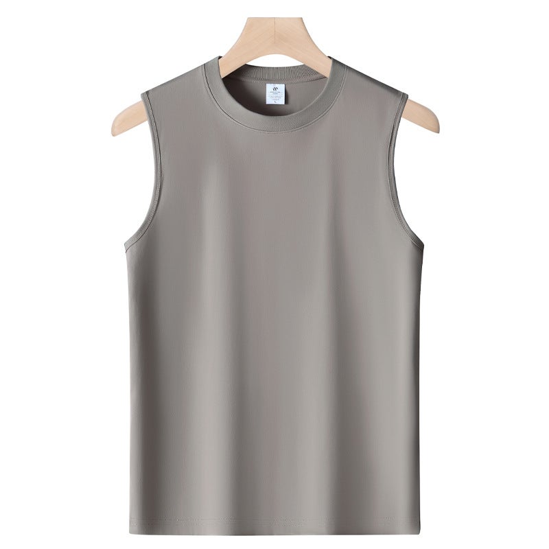Loose American-Style Heavy Solid Color Cotton Short-Sleeved T-Shirt Men'S And Women'S Basic Oversize Drop-Shoulder Sleeveless-30Wx1000 - Image 2