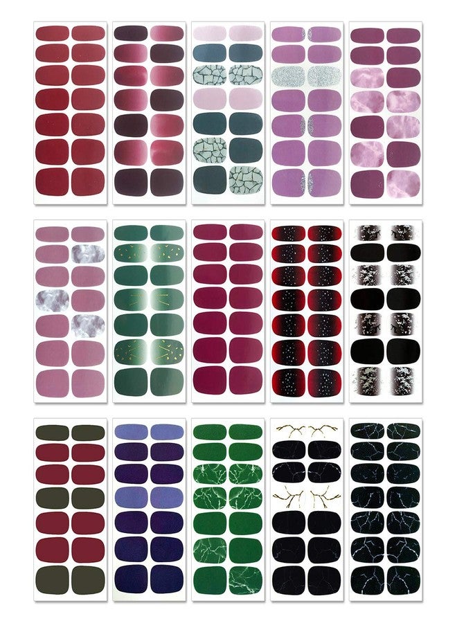 SILPECWEE 30 Sheets Adhesive Nail Polish Strips Wraps 1Pc Nail File Marbling Ombre Design Nail Art Stickers Decals Manicure Kit for Women - Image 3