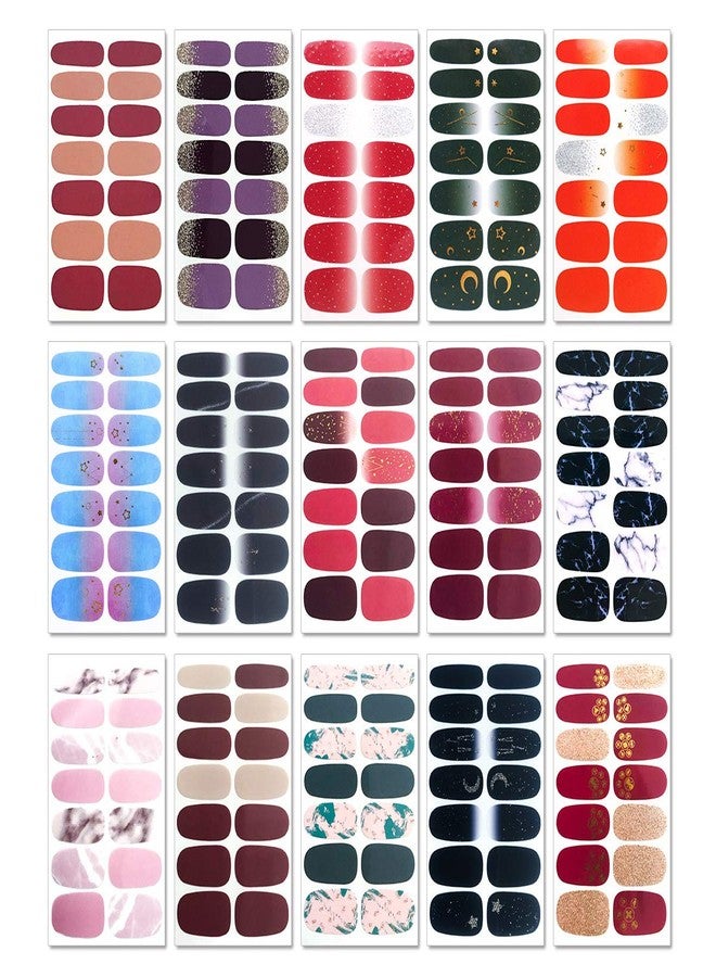 SILPECWEE 30 Sheets Adhesive Nail Polish Strips Wraps 1Pc Nail File Marbling Ombre Design Nail Art Stickers Decals Manicure Kit for Women - Image 2